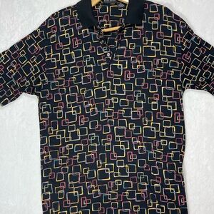 Old Skool Black Polo Shirt with Geometric Design